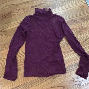 Beautiful, maroon lace, mock neck, shirt, express size medium